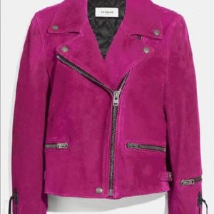 Fuscia brand new motto suede jacket from coach